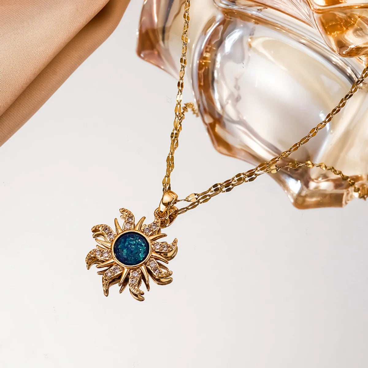 Stainless Steel Sun Pendant Necklace