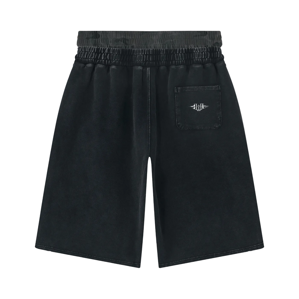 Unisex Vintage Wash Distressed Wide Leg Shorts