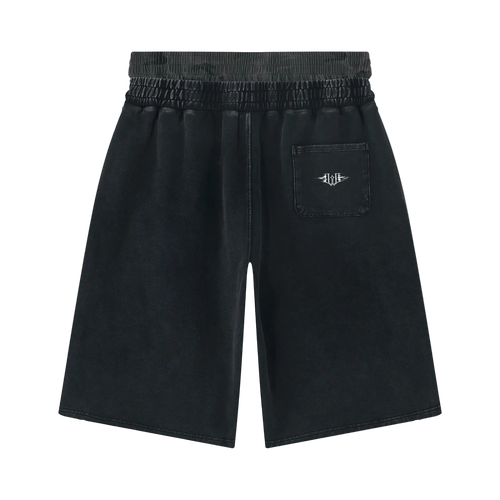 Unisex Vintage Wash Distressed Wide Leg Shorts