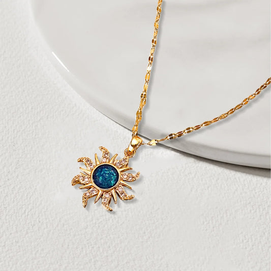 Stainless Steel Sun Pendant Necklace
