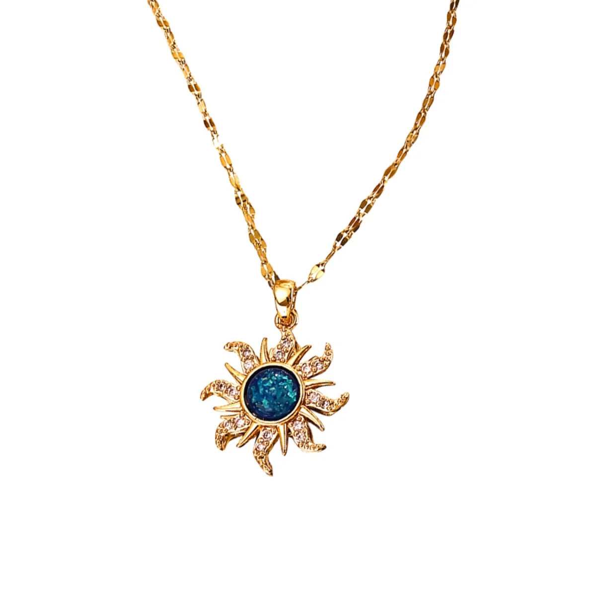 Stainless Steel Sun Pendant Necklace